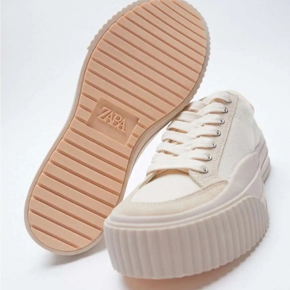 New! Zara canvas and suede beige sneakers. SZ 41/10. - Picture 7 of 9
